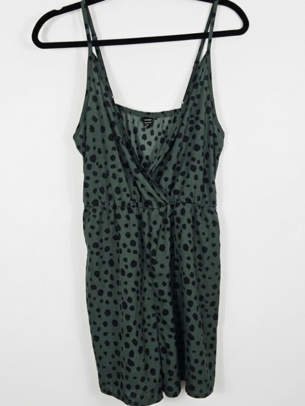 SHEIN dark green printed short romper